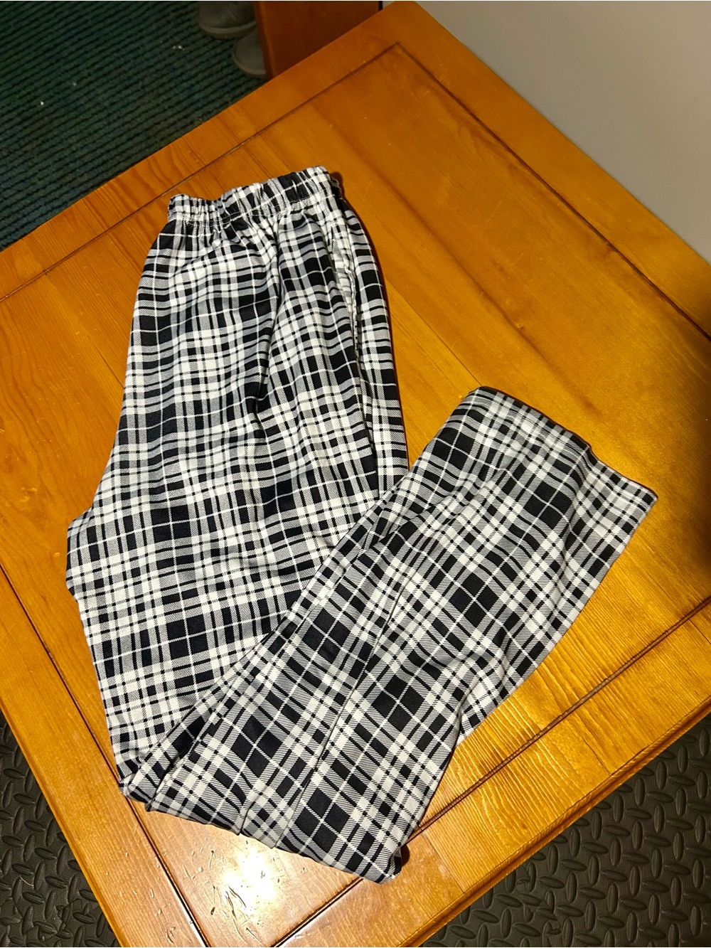 (3/$10) Classic Black & White Plaid Womens Pajama Pants
